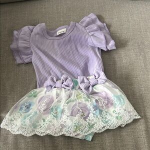 Amazon Kids Lavender Ruffle Top with Floral Skirt